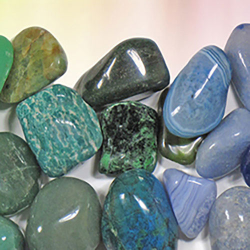 Blue and green crystal stones